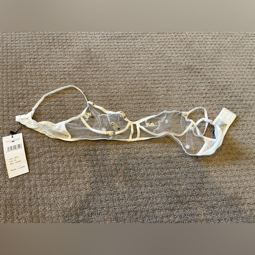Popsi Lingerie Sheer Floral Embroidered Bra